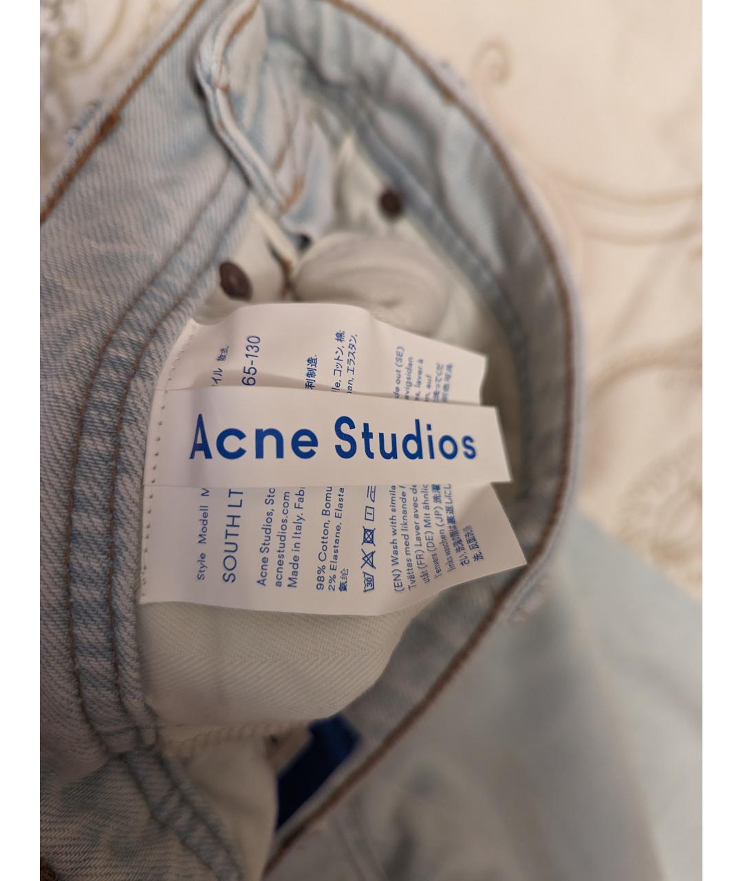 ACNE STUDIOS Голубые хлопковые прямые джинсы, фото 4