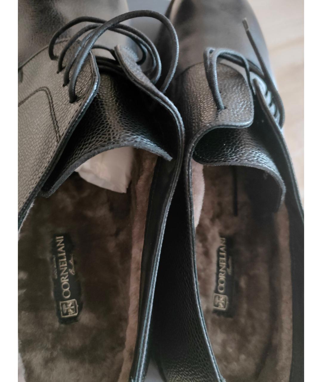 CORNELIANI Черные кожаные низкие ботинки, фото 3