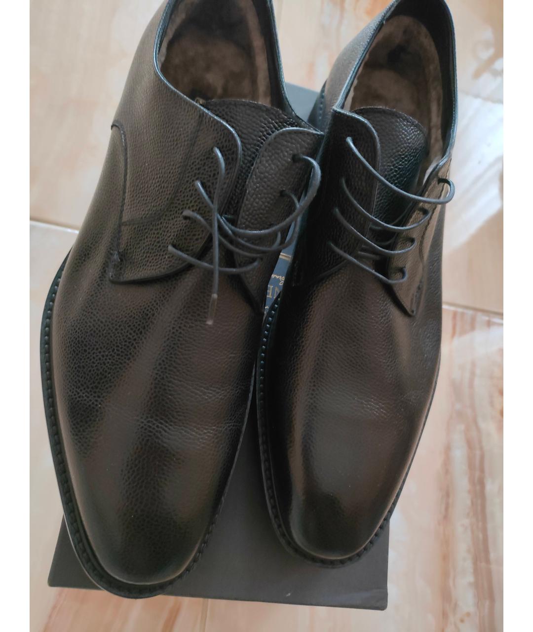 CORNELIANI Черные кожаные низкие ботинки, фото 7