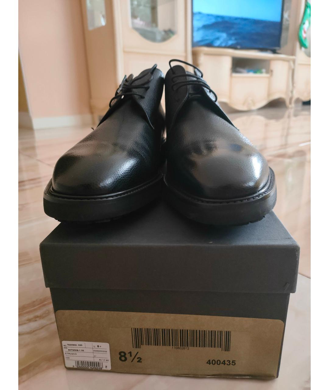 CORNELIANI Черные кожаные низкие ботинки, фото 2