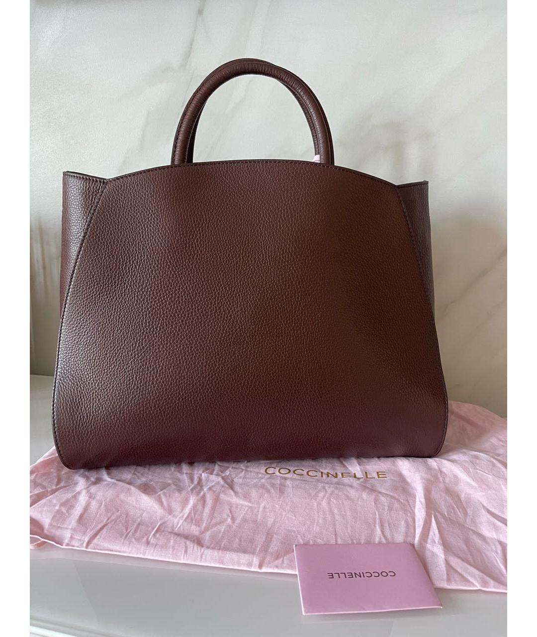 COCCINELLE Коричневая кожаная сумка тоут, фото 2