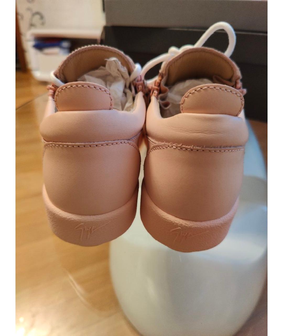 GIUSEPPE ZANOTTI DESIGN Бежевые кожаные кеды, фото 4