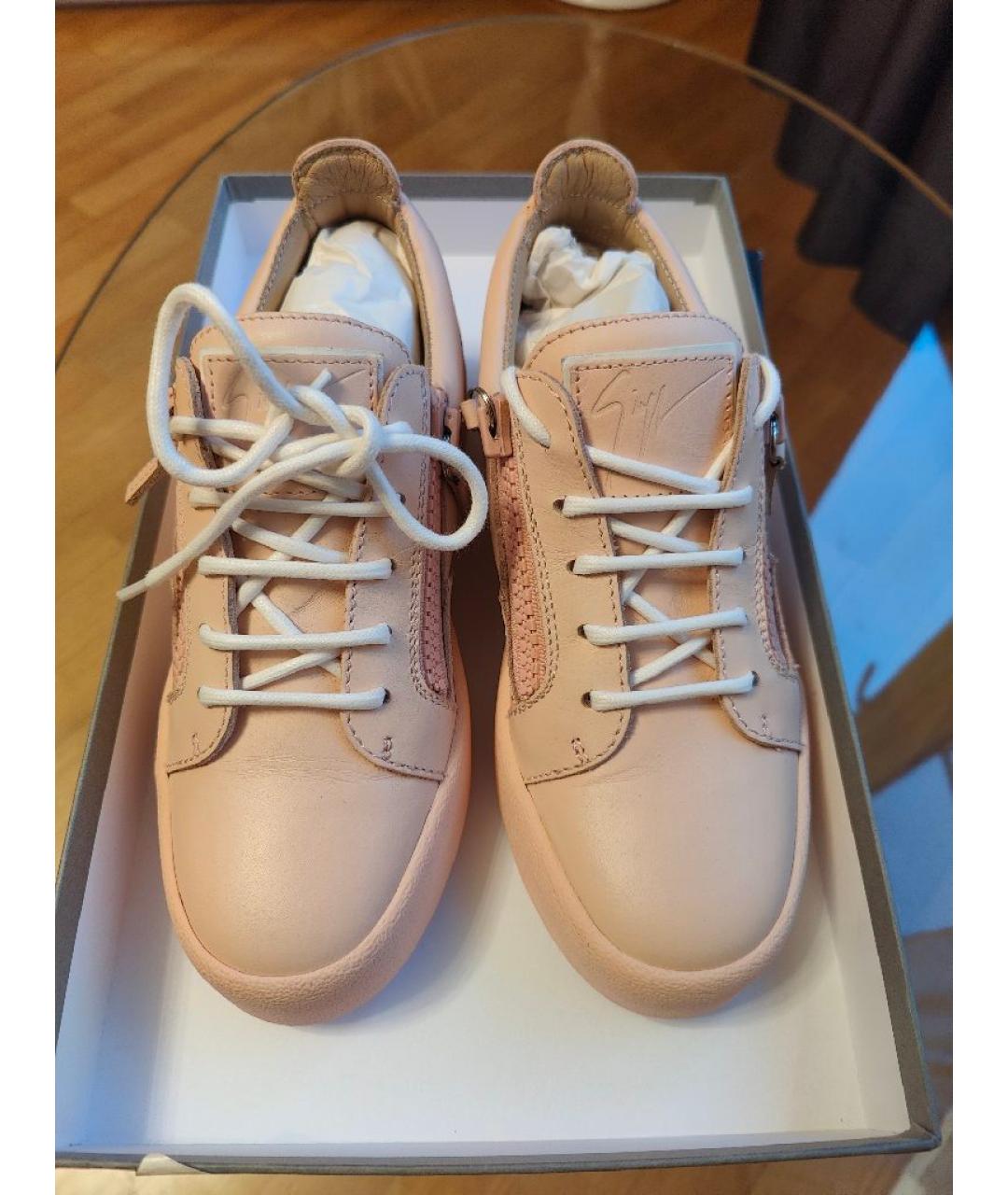 GIUSEPPE ZANOTTI DESIGN Бежевые кожаные кеды, фото 3