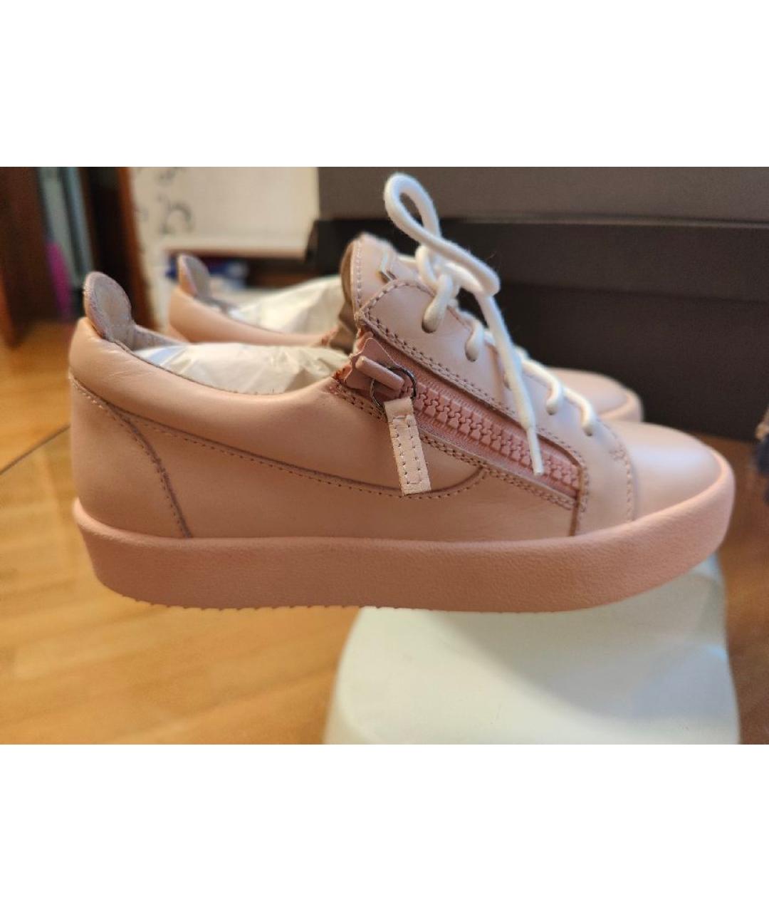 GIUSEPPE ZANOTTI DESIGN Бежевые кожаные кеды, фото 5