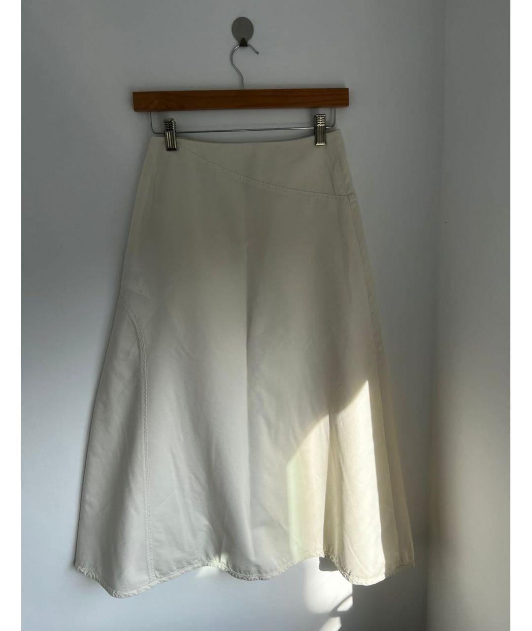 JIL SANDER Бежевая хлопковая юбка миди, фото 2