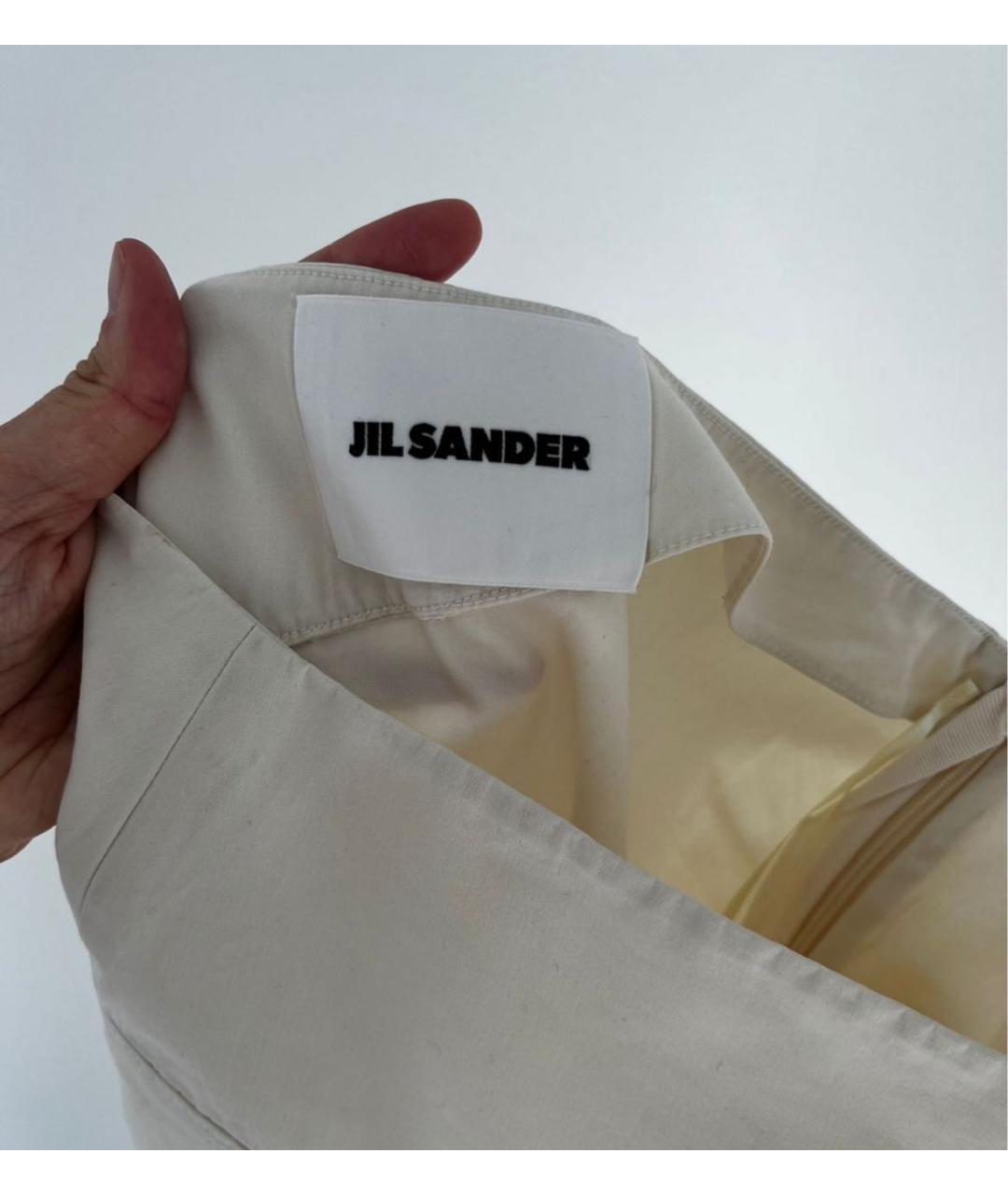 JIL SANDER Бежевая хлопковая юбка миди, фото 3