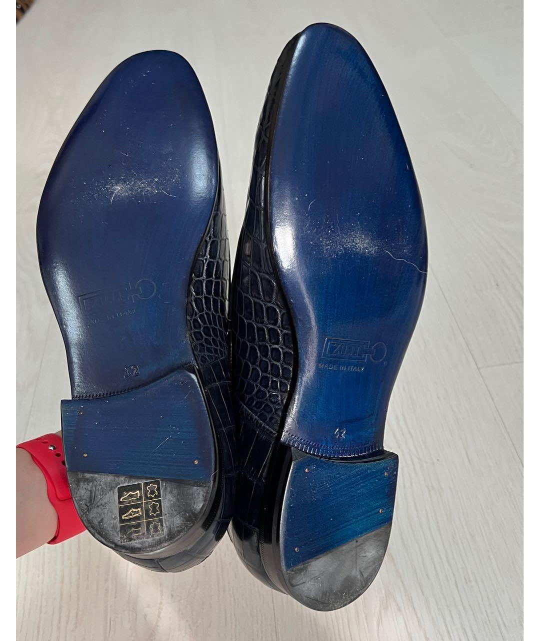 ZILLI Темно-синие туфли из экзотической кожи, фото 6