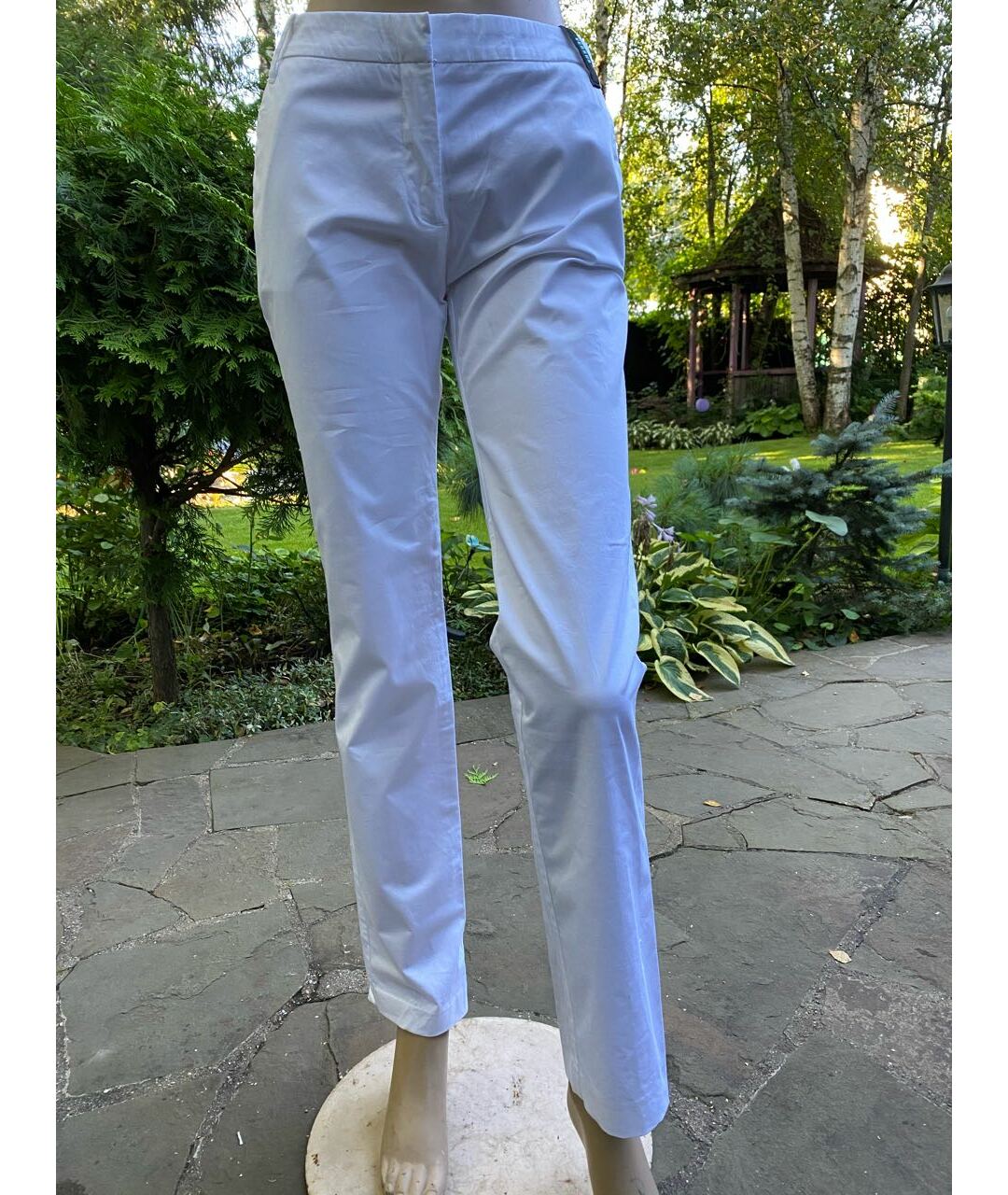 VERSUS Белые хлопковые прямые брюки, фото 5