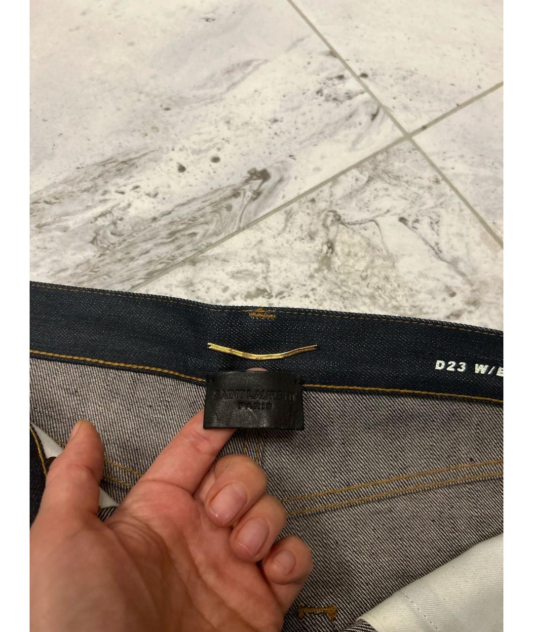 SAINT LAURENT Темно-синие хлопковые джинсы слим, фото 2