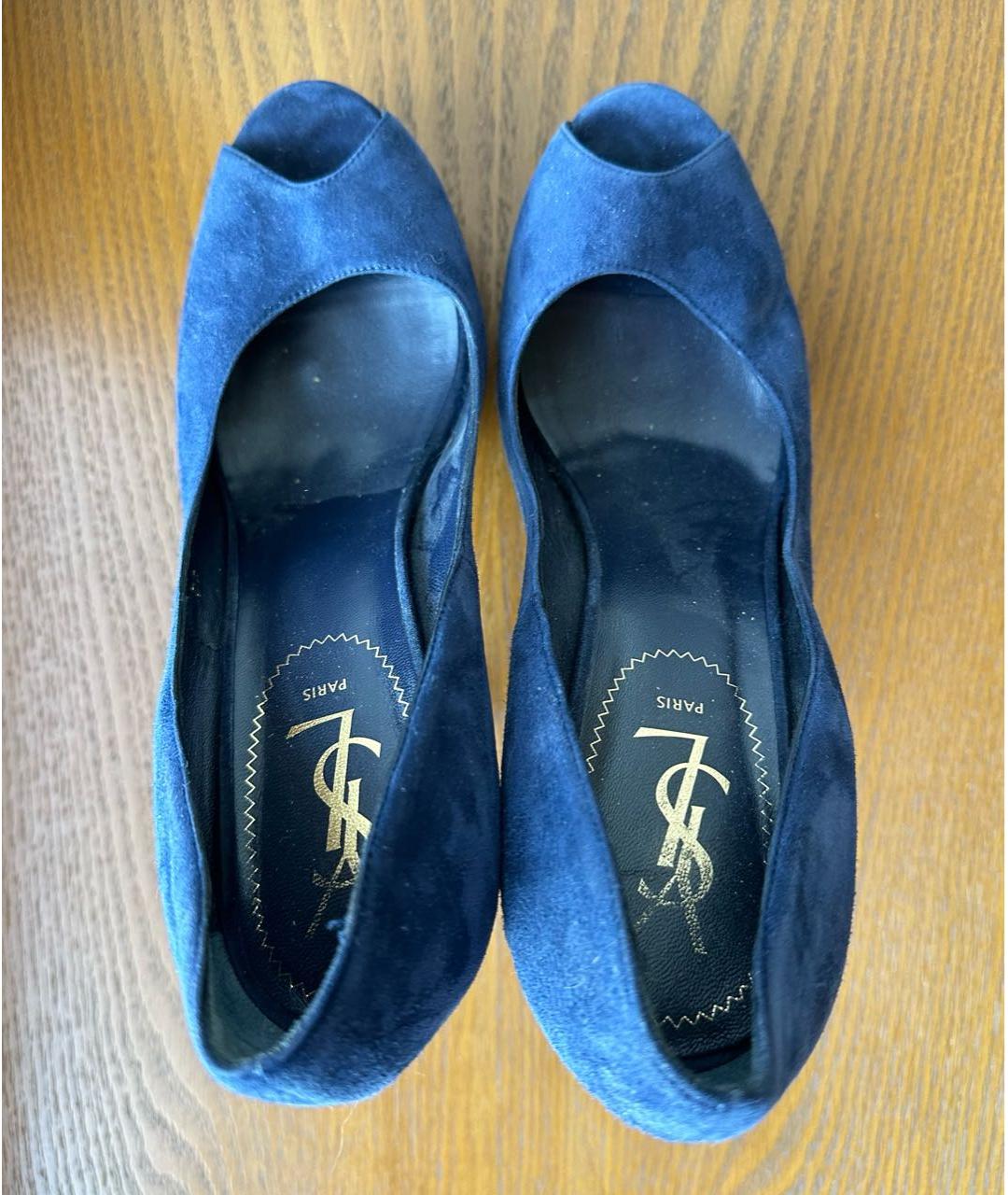SAINT LAURENT Синие кожаные туфли, фото 3