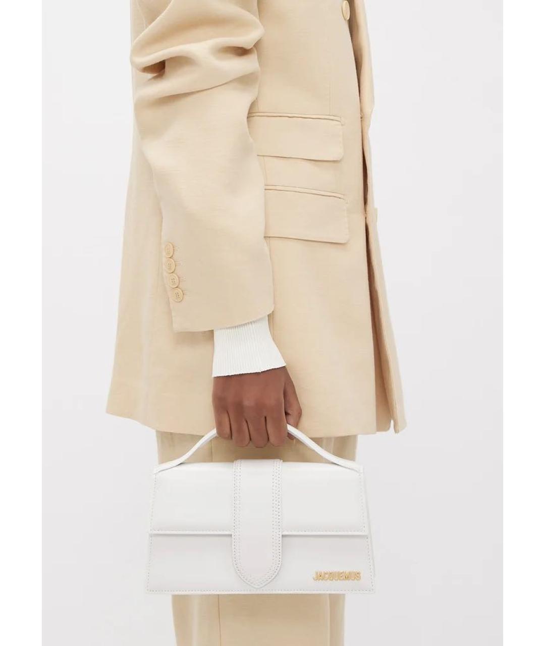 JACQUEMUS Белая кожаная сумка через плечо, фото 7