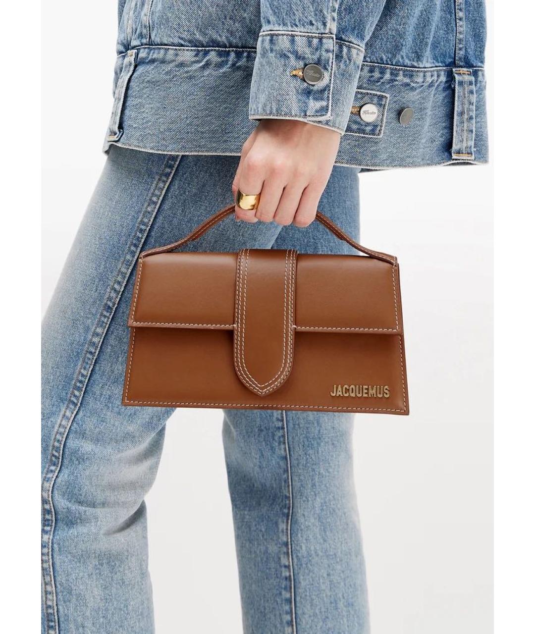 JACQUEMUS Коричневая кожаная сумка через плечо, фото 3