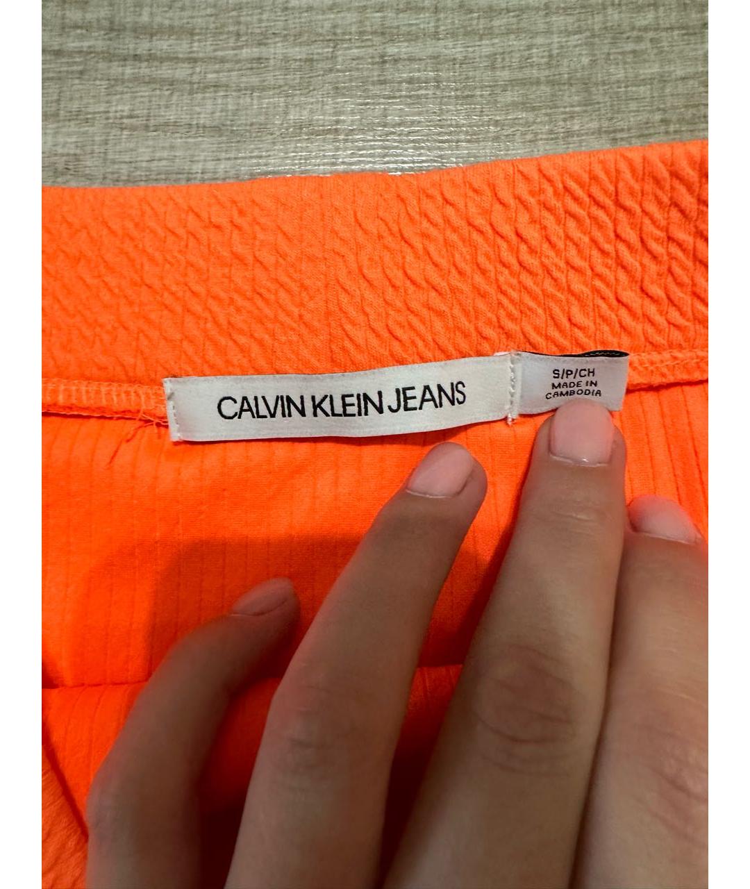 CALVIN KLEIN JEANS Оранжевая юбка мини, фото 3