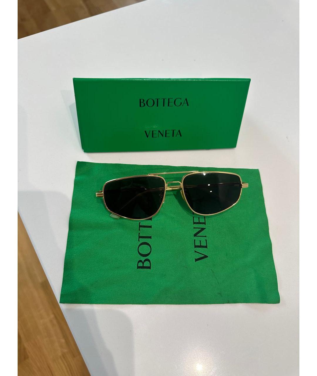 BOTTEGA VENETA Золотые металлические солнцезащитные очки, фото 5