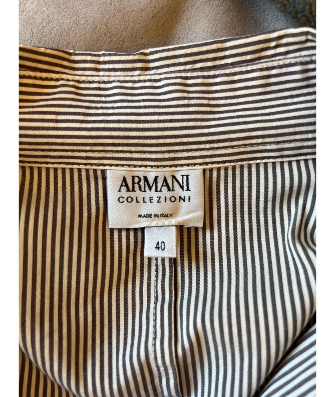 ARMANI COLLEZIONI Коричневая хлопковая рубашка, фото 3