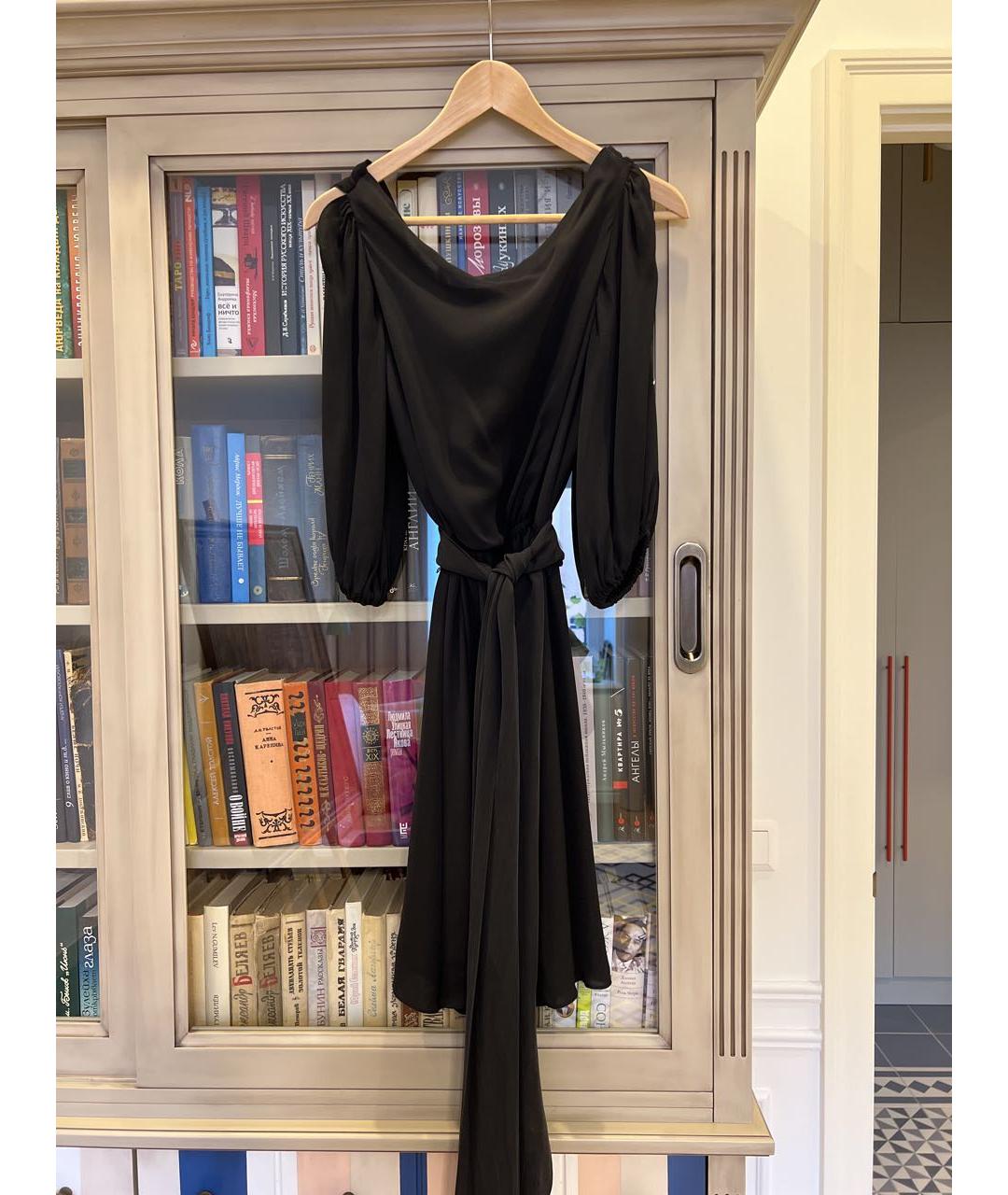 HALSTON HERITAGE Черное шелковое коктейльное платье, фото 5
