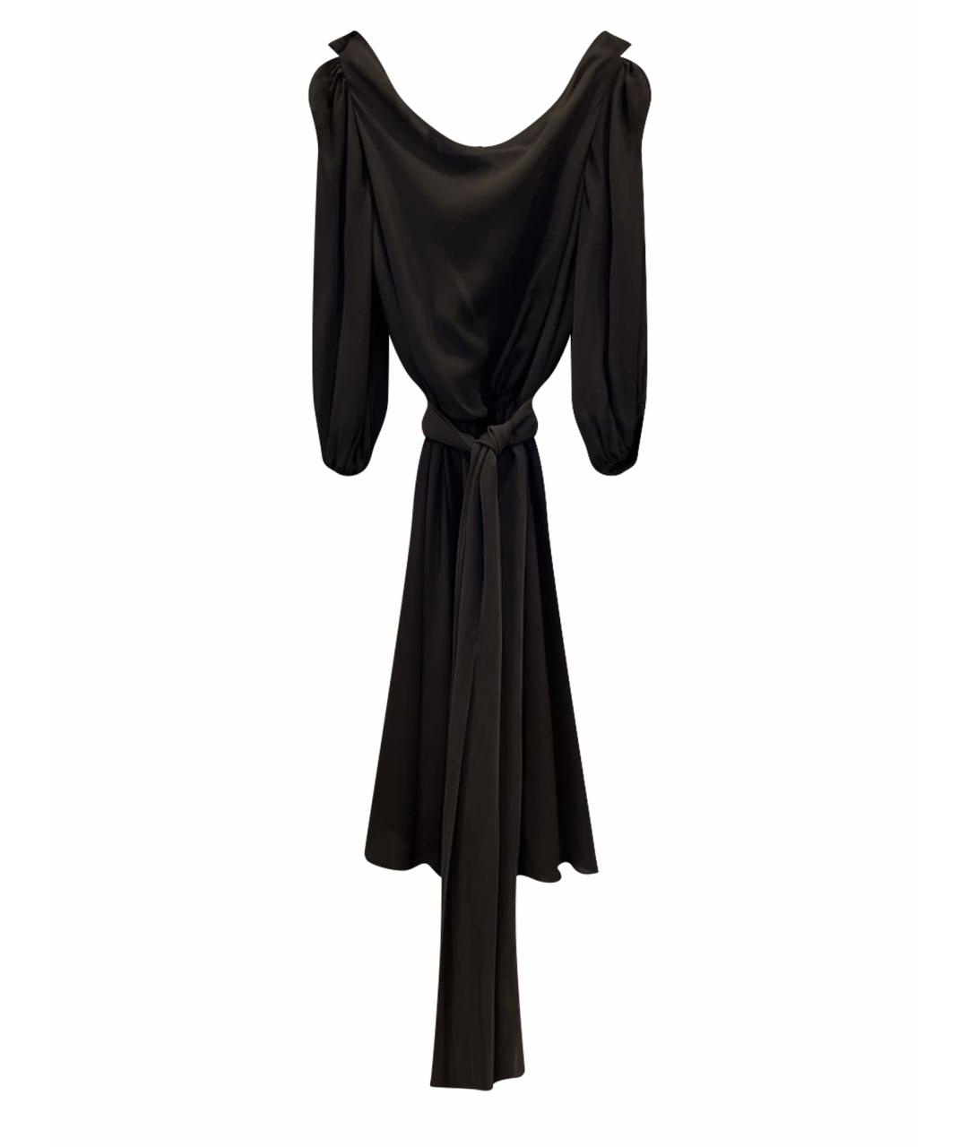 HALSTON HERITAGE Черное шелковое коктейльное платье, фото 1