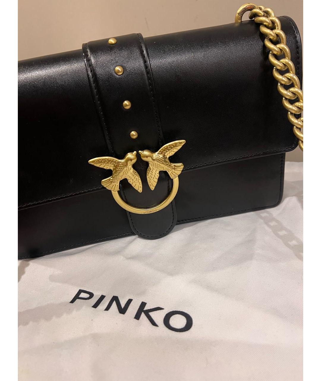 PINKO Черная кожаная сумка через плечо