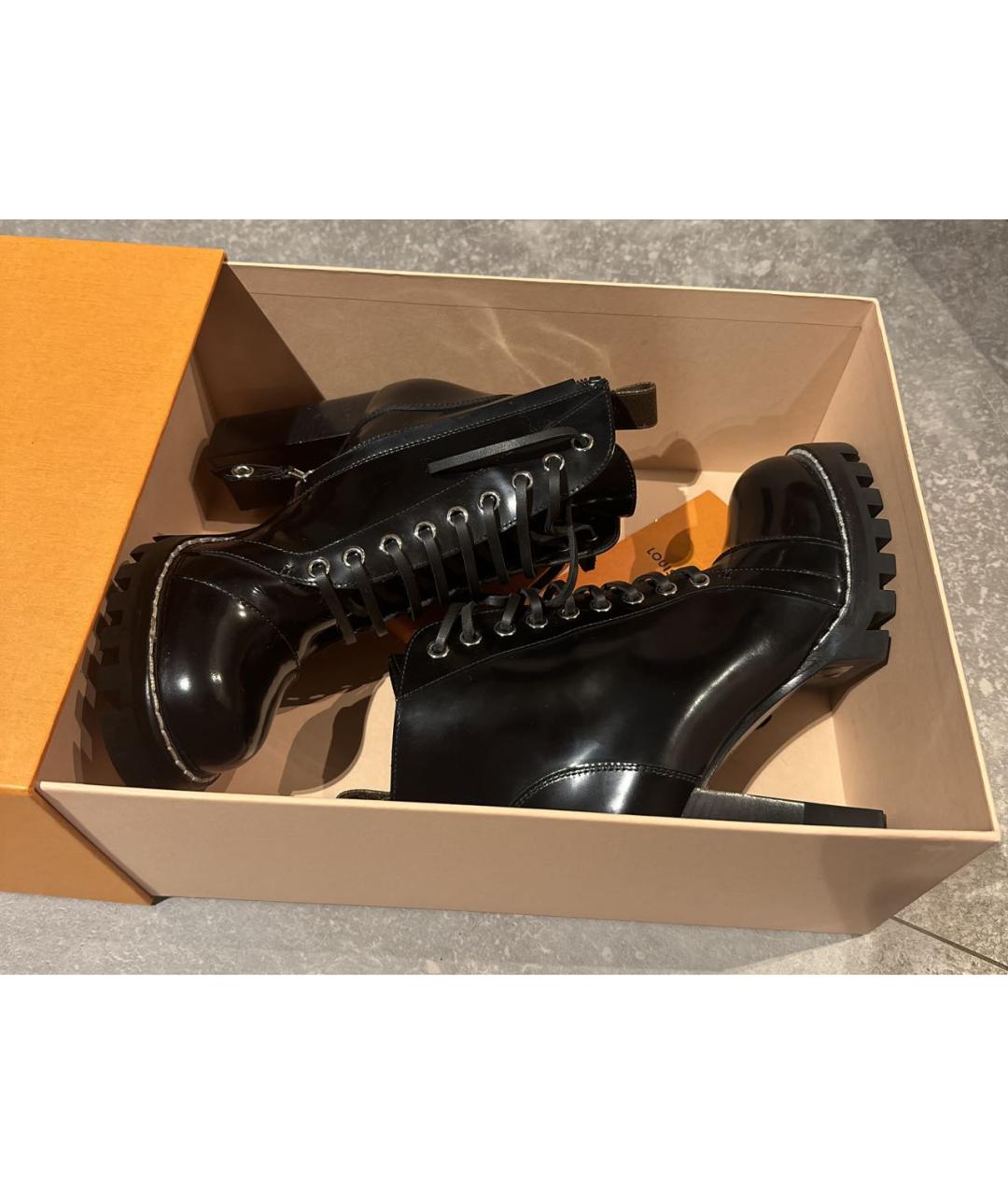 LOUIS VUITTON Черные кожаные ботильоны, фото 6