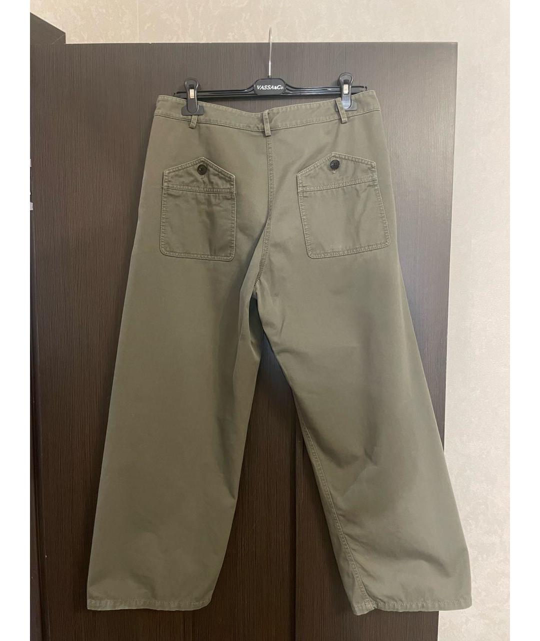 VALENTINO Хаки хлопко-эластановые брюки широкие, фото 2
