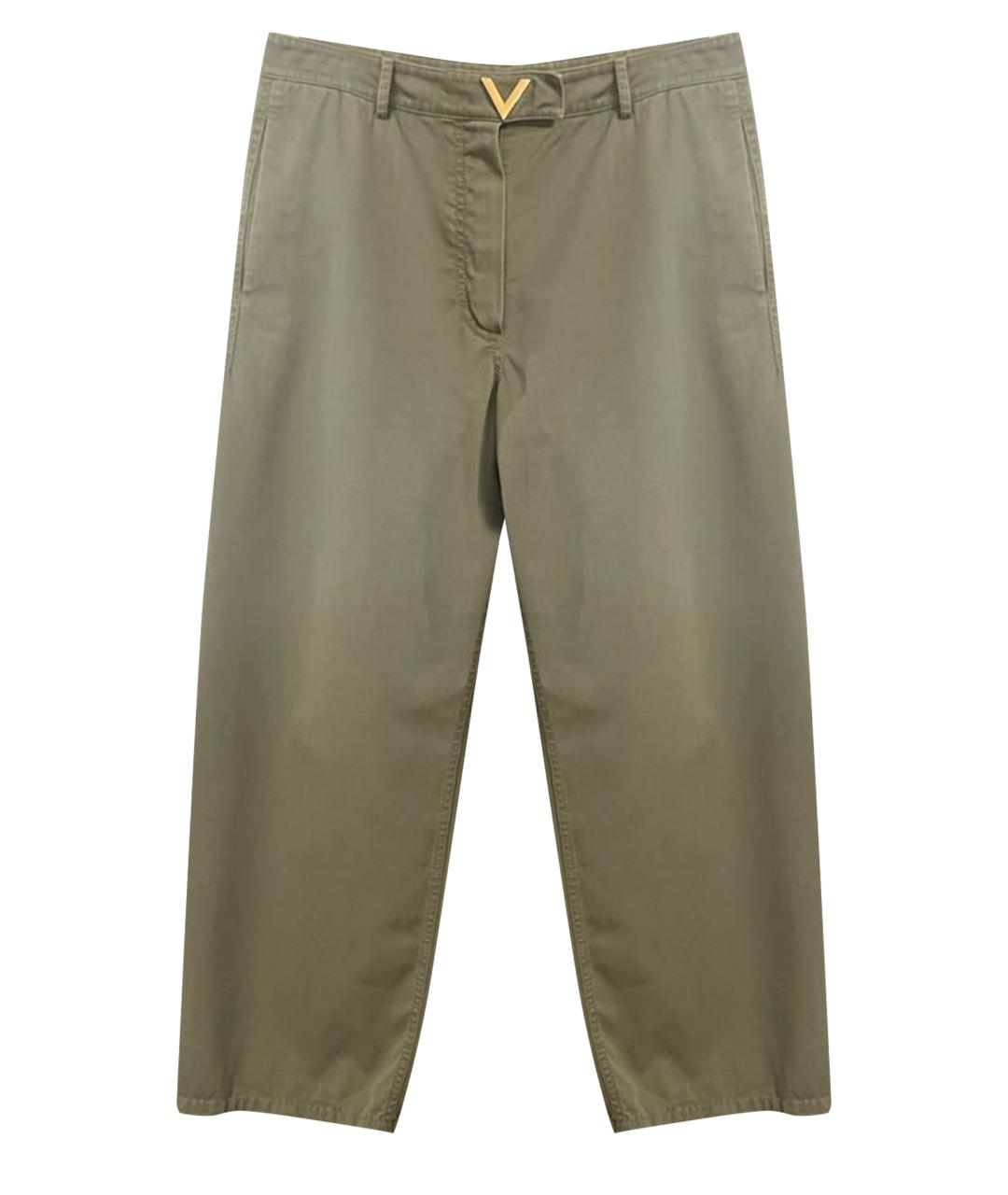 VALENTINO Хаки хлопко-эластановые брюки широкие, фото 1