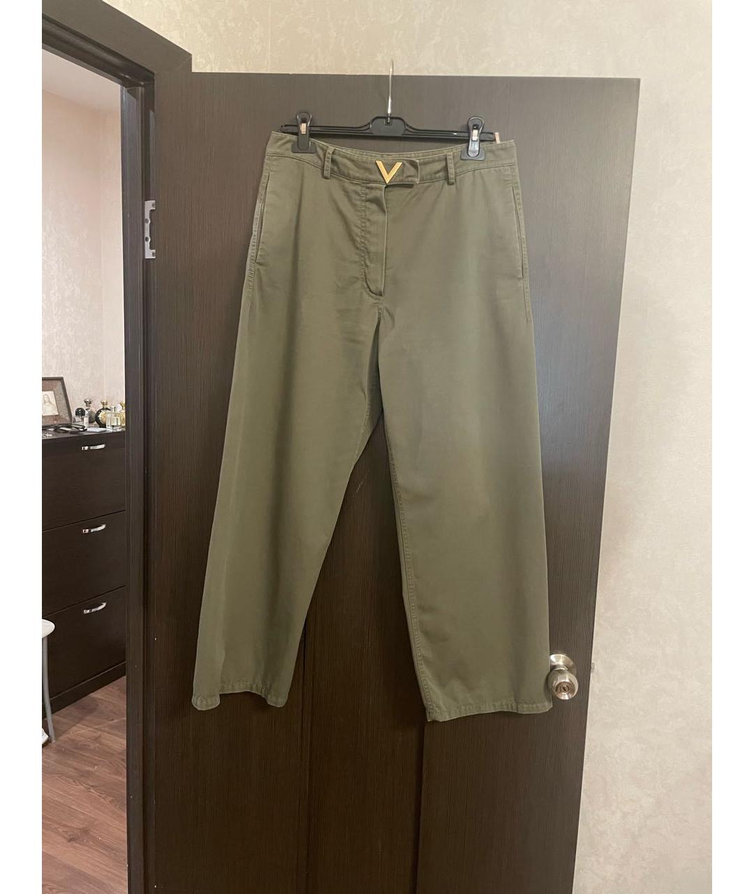 VALENTINO Хаки хлопко-эластановые брюки широкие, фото 8