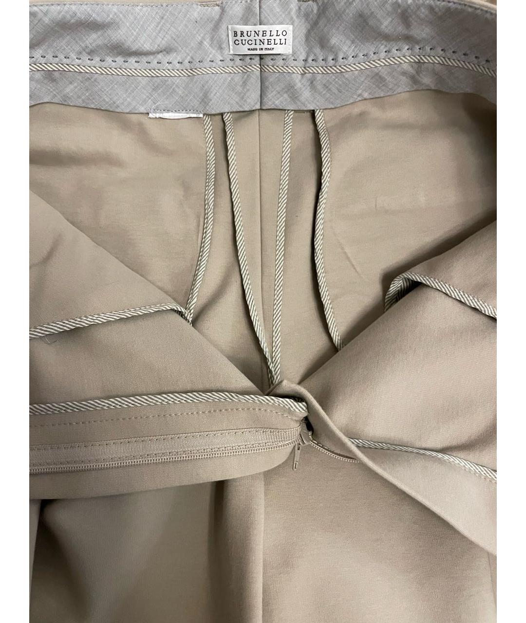 BRUNELLO CUCINELLI Бежевые прямые брюки, фото 5