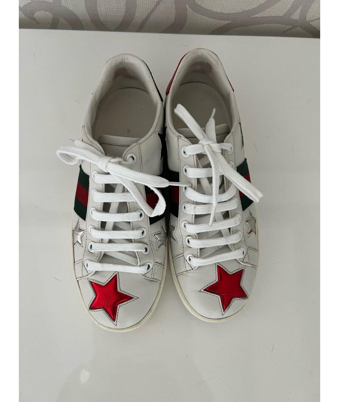 GUCCI Белые кожаные кеды, фото 2