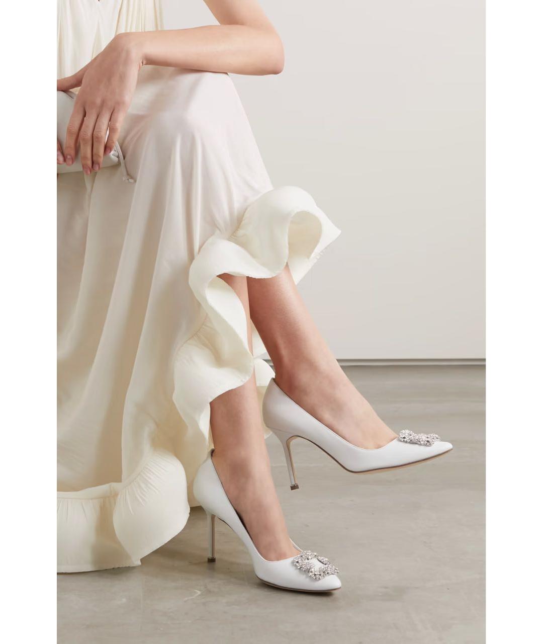 MANOLO BLAHNIK Белые текстильные туфли, фото 3
