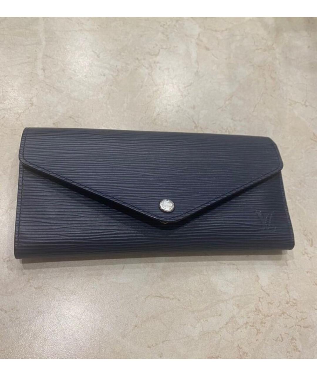 LOUIS VUITTON PRE-OWNED Темно-синий кожаный кошелек, фото 6