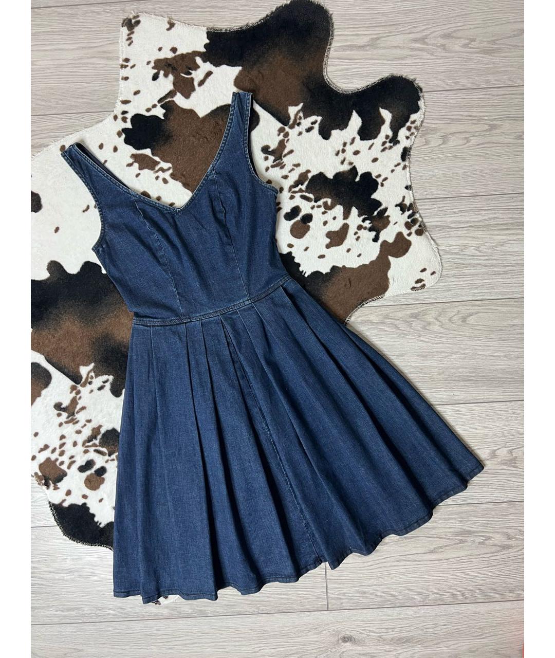 PINKO Синее хлопко-эластановое платье, фото 7