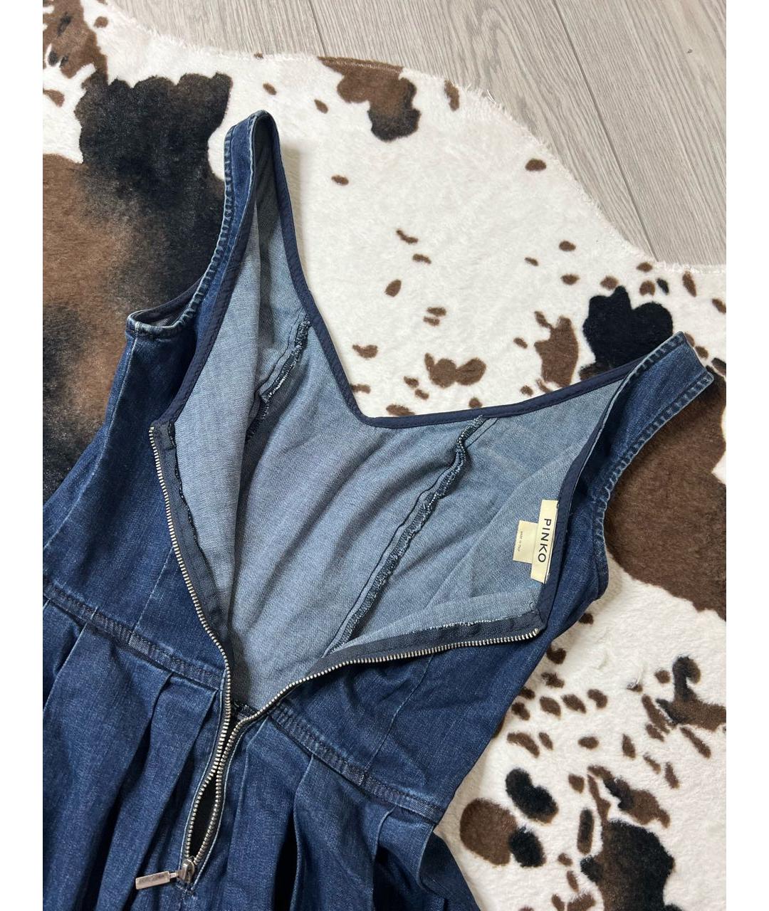 PINKO Синее хлопко-эластановое платье, фото 5