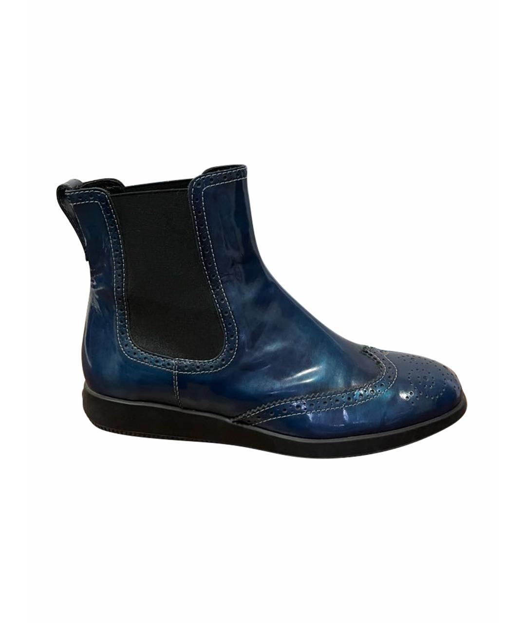 HOGAN Синие кожаные ботинки, фото 1
