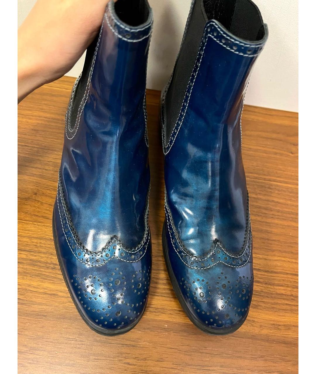 HOGAN Синие кожаные ботинки, фото 2