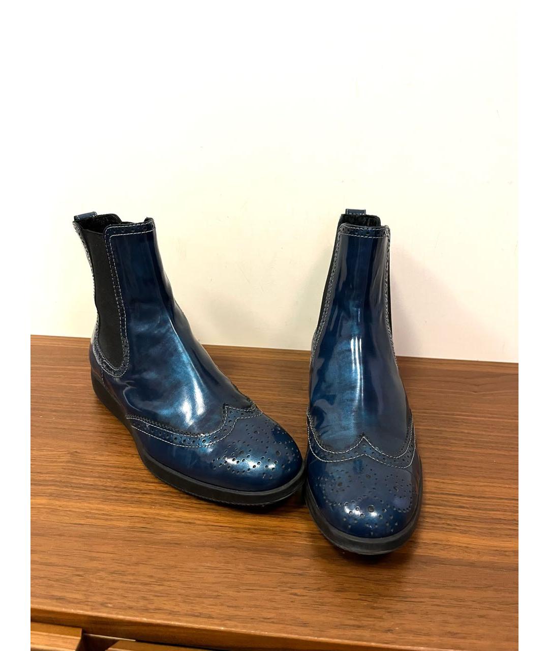 HOGAN Синие кожаные ботинки, фото 4