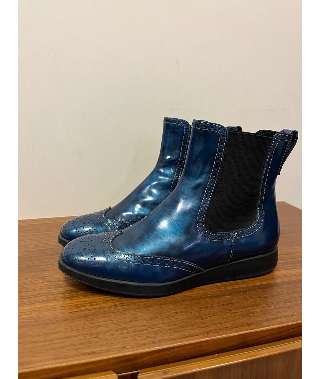 HOGAN Синие кожаные ботинки, фото 3