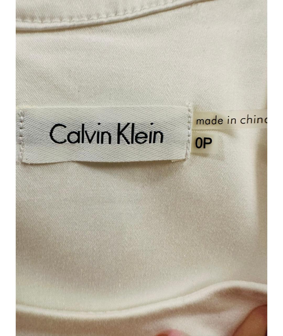 CALVIN KLEIN Белое хлопко-эластановое повседневное платье, фото 4