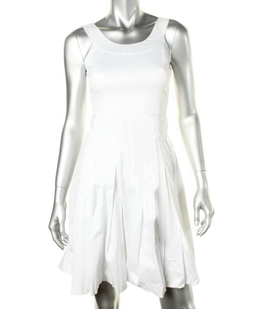 CALVIN KLEIN Белое хлопко-эластановое повседневное платье, фото 5