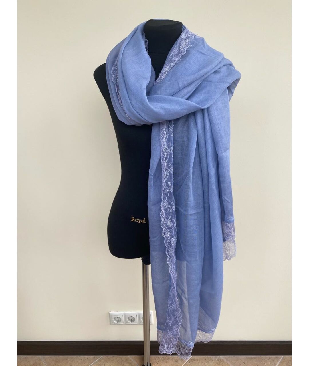 ERMANNO SCERVINO Синий кашемировый шарф, фото 5