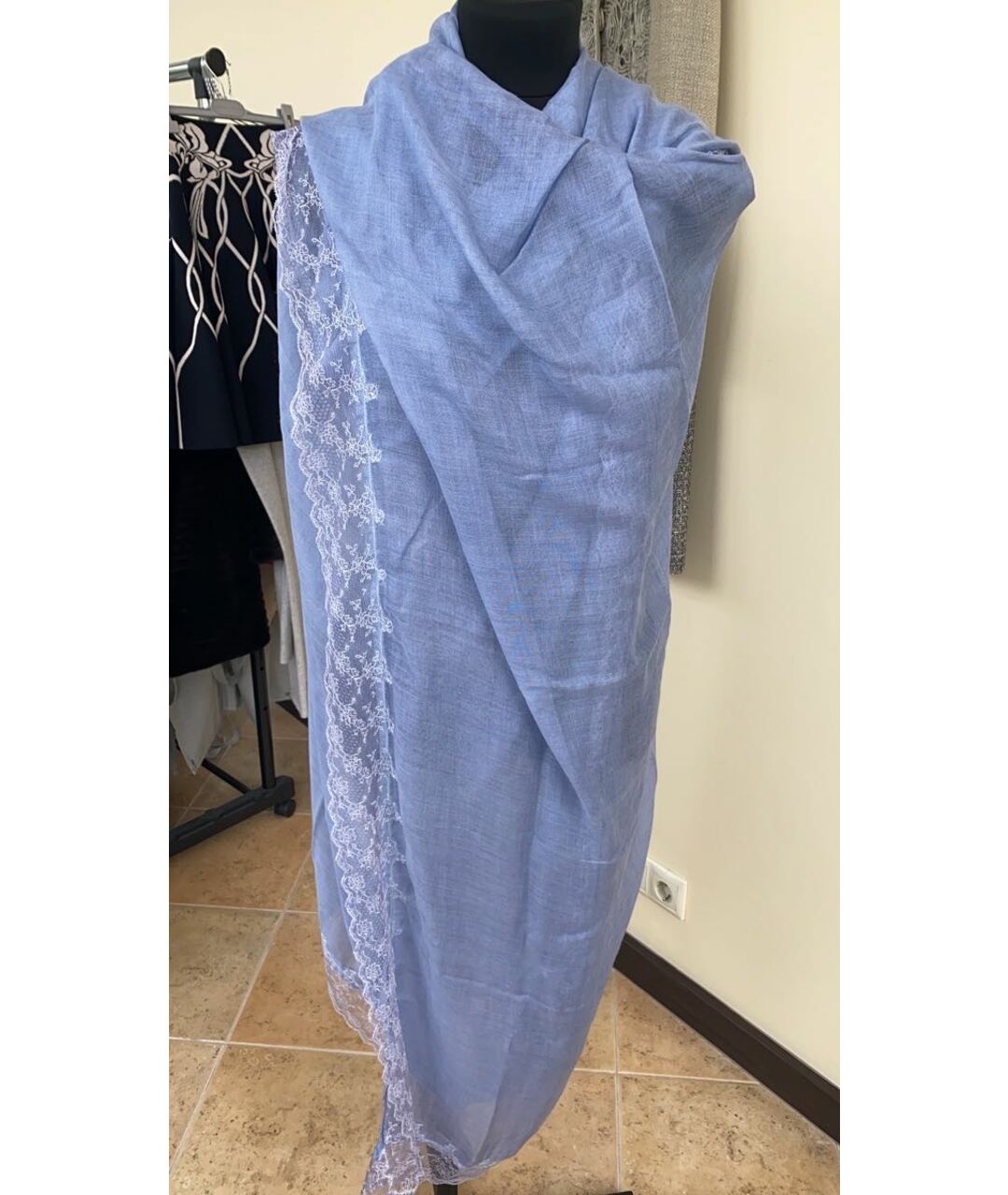ERMANNO SCERVINO Синий кашемировый шарф, фото 4