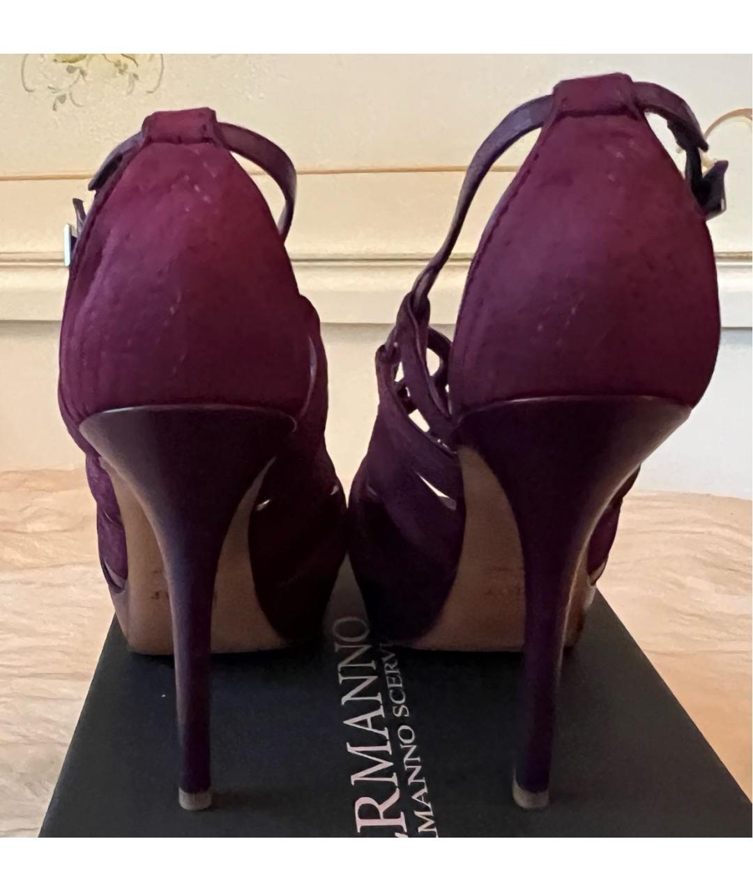 CHRISTIAN DIOR Фиолетовые кожаные босоножки, фото 4
