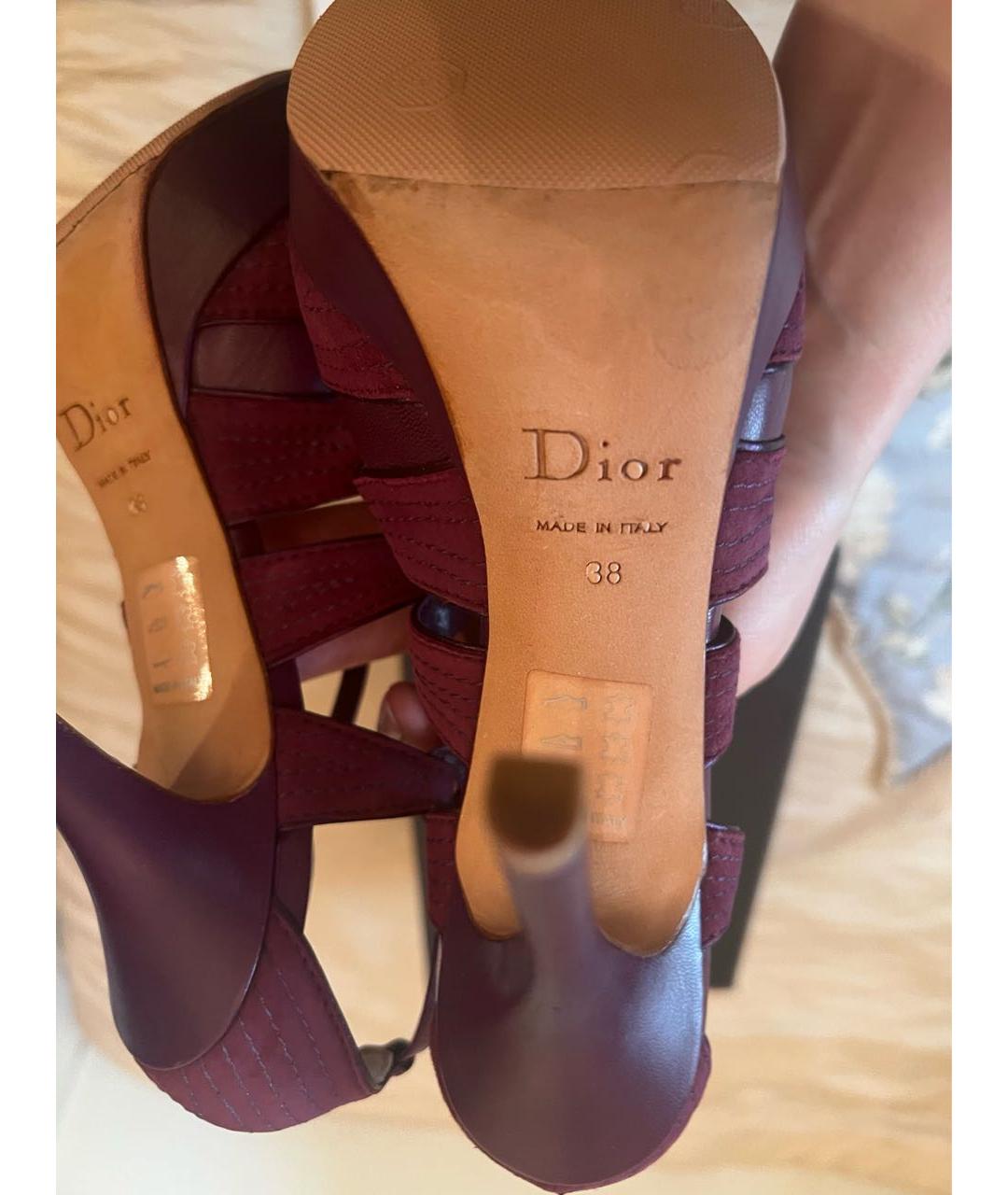 CHRISTIAN DIOR Фиолетовые кожаные босоножки, фото 5