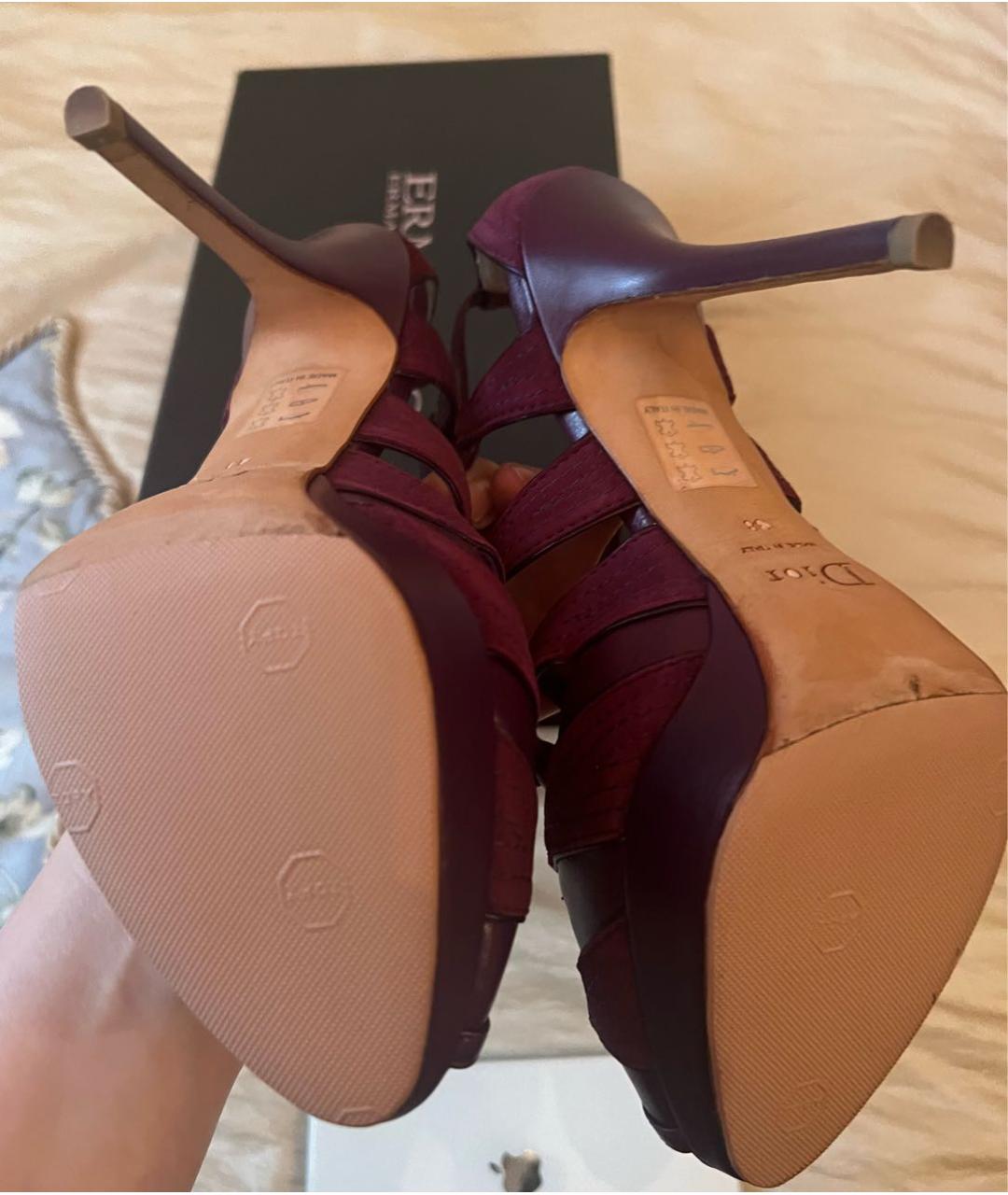 CHRISTIAN DIOR Фиолетовые кожаные босоножки, фото 6