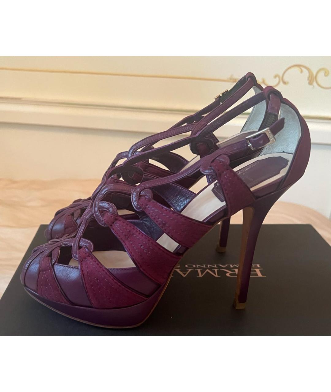 CHRISTIAN DIOR Фиолетовые кожаные босоножки, фото 7