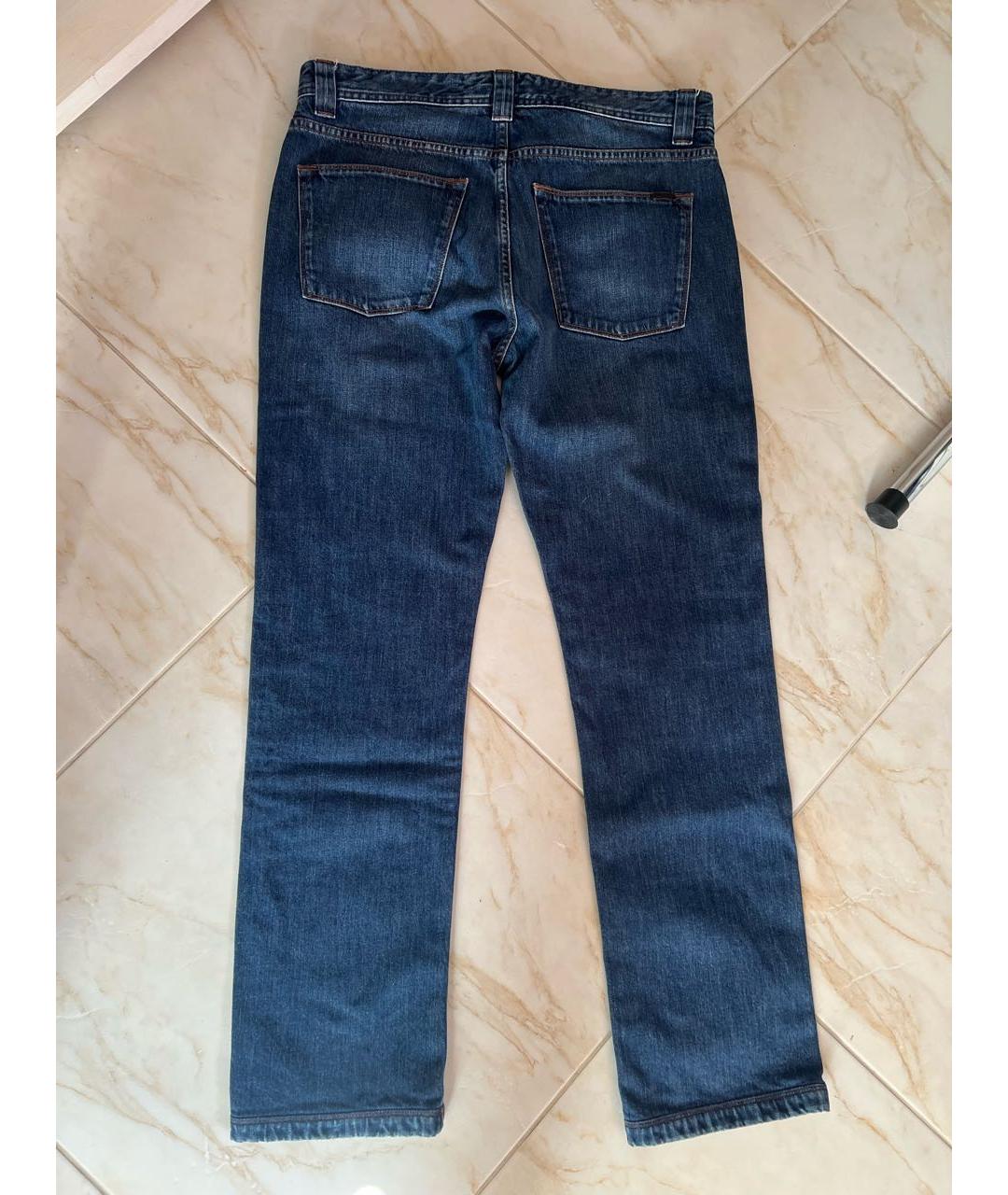 LORO PIANA Синие хлопковые прямые джинсы, фото 2