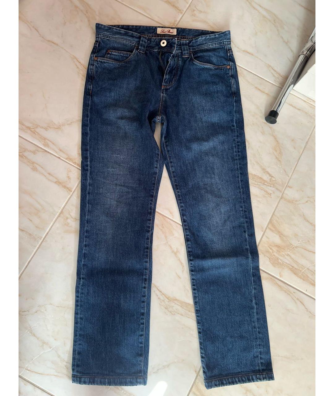 LORO PIANA Синие хлопковые прямые джинсы, фото 5
