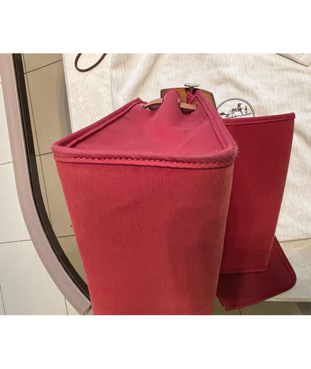 HERMES PRE-OWNED Бордовая тканевая сумка через плечо, фото 6