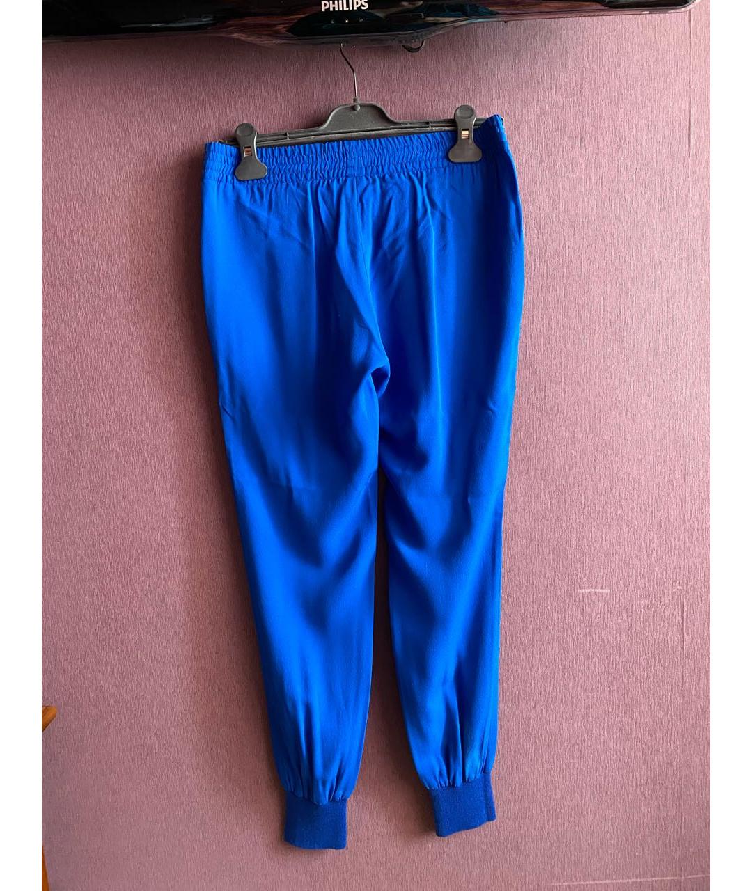 VINCE Синие шелковые брюки узкие, фото 2