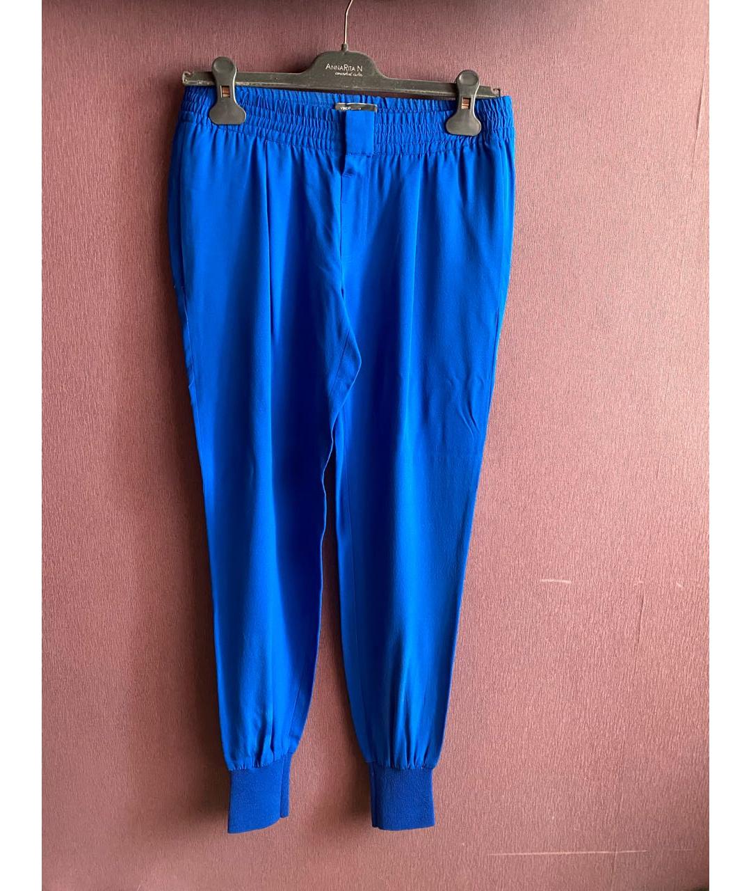 VINCE Синие шелковые брюки узкие, фото 9