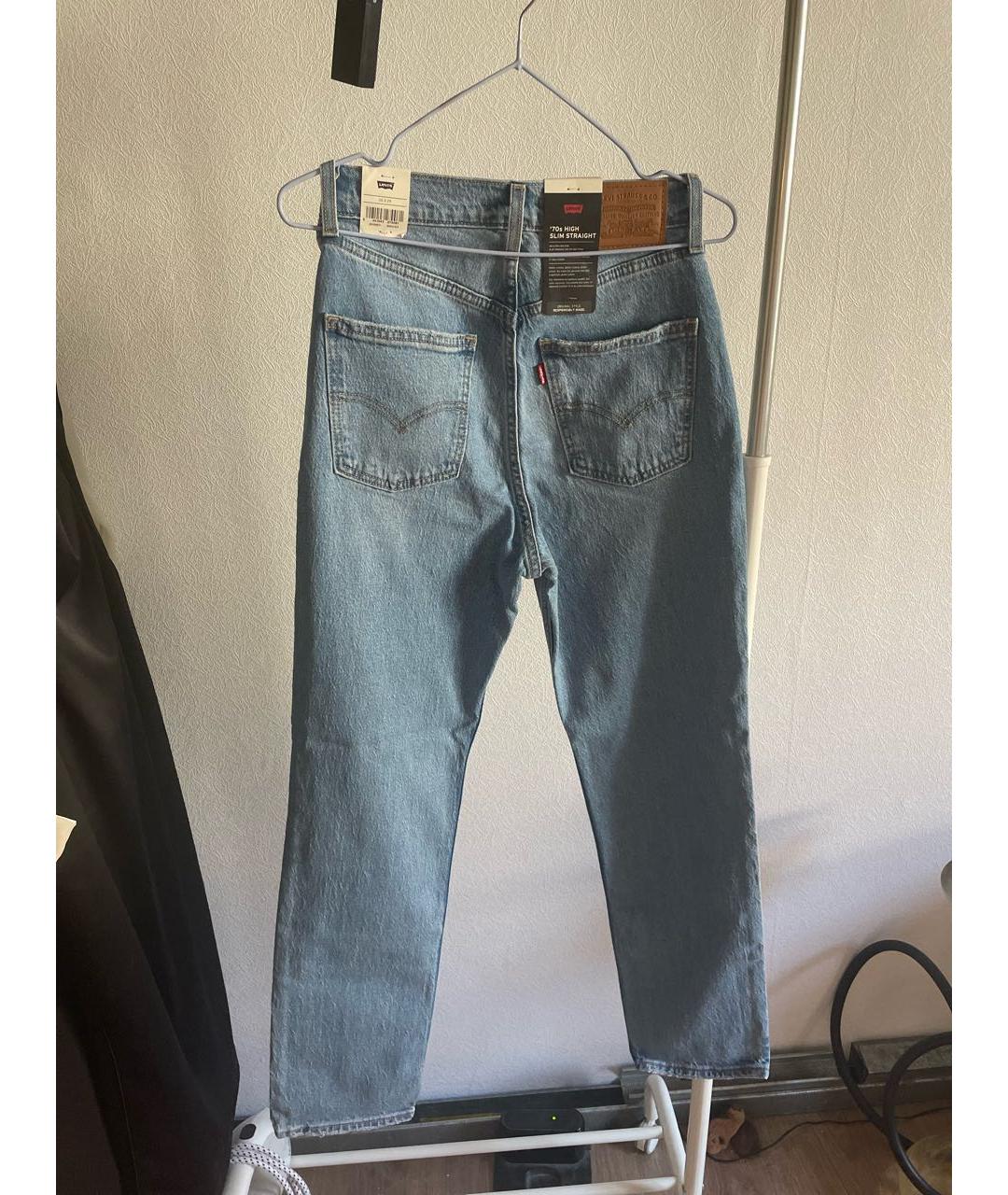 LEVI'S Голубые хлопковые прямые джинсы, фото 2